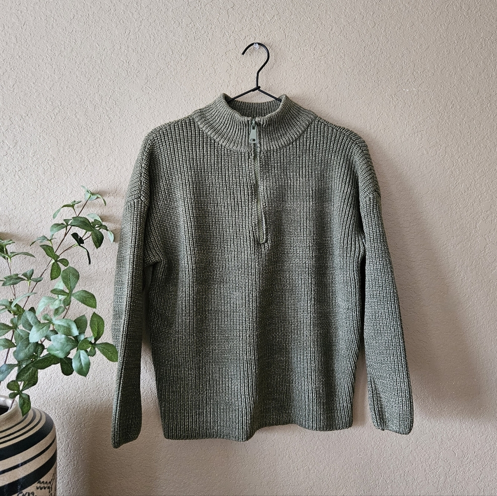 Quarter Zip Sweater, Medium | Forest Green
